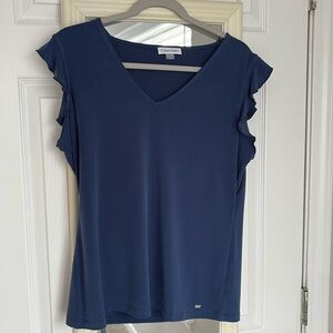 Calvin Klein Blue Short- sleeve dressy blouse